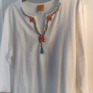 Ruby Road Knit beaded threequarters length sleece